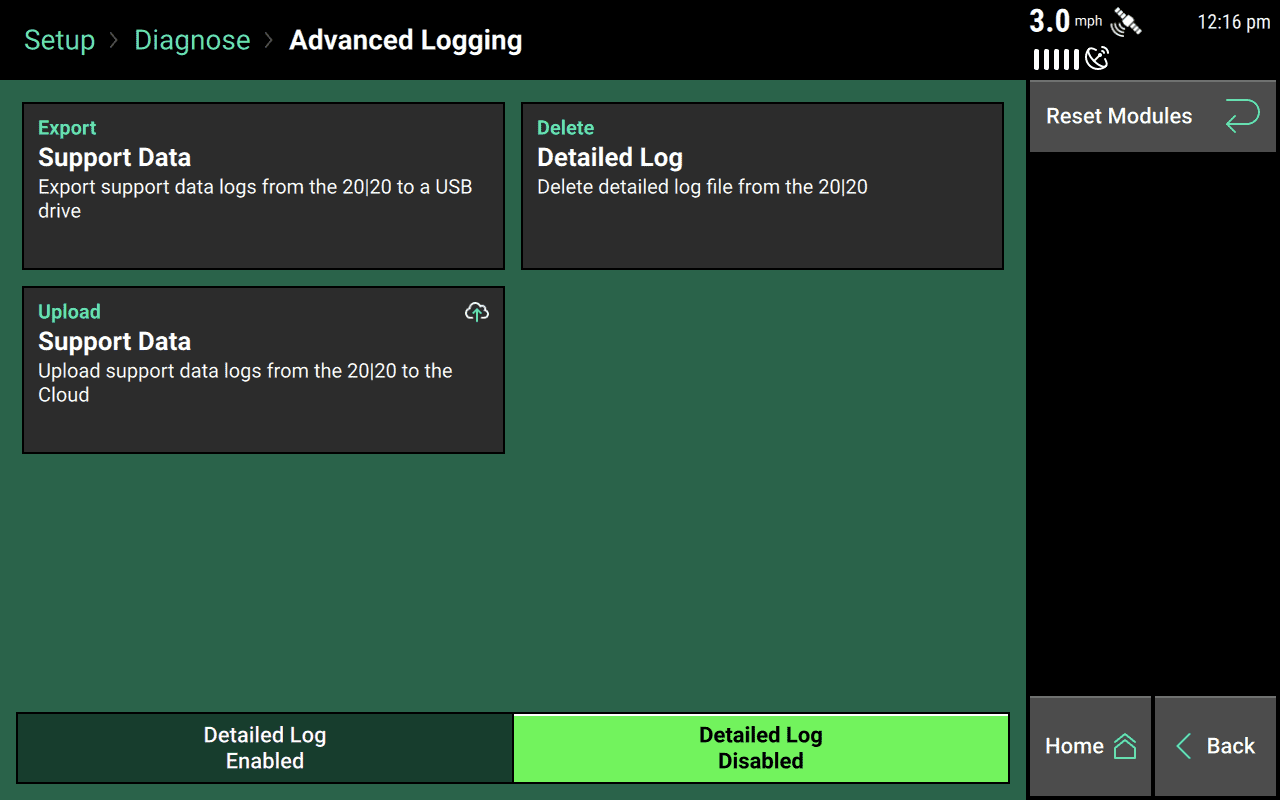 Advanced Logging page