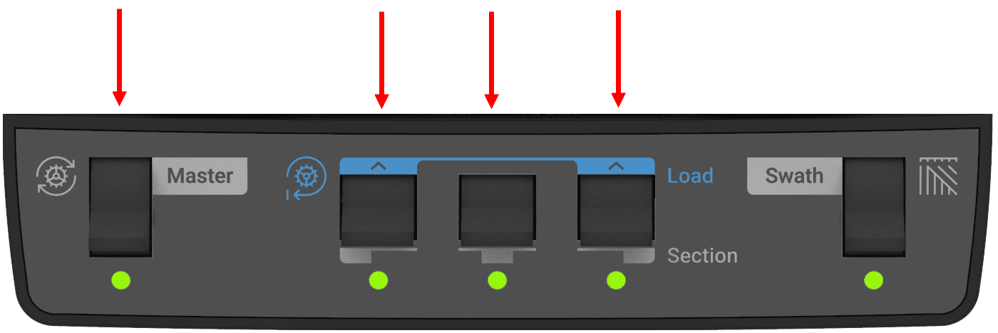 Cab Control Module with Master and section switches highlighted