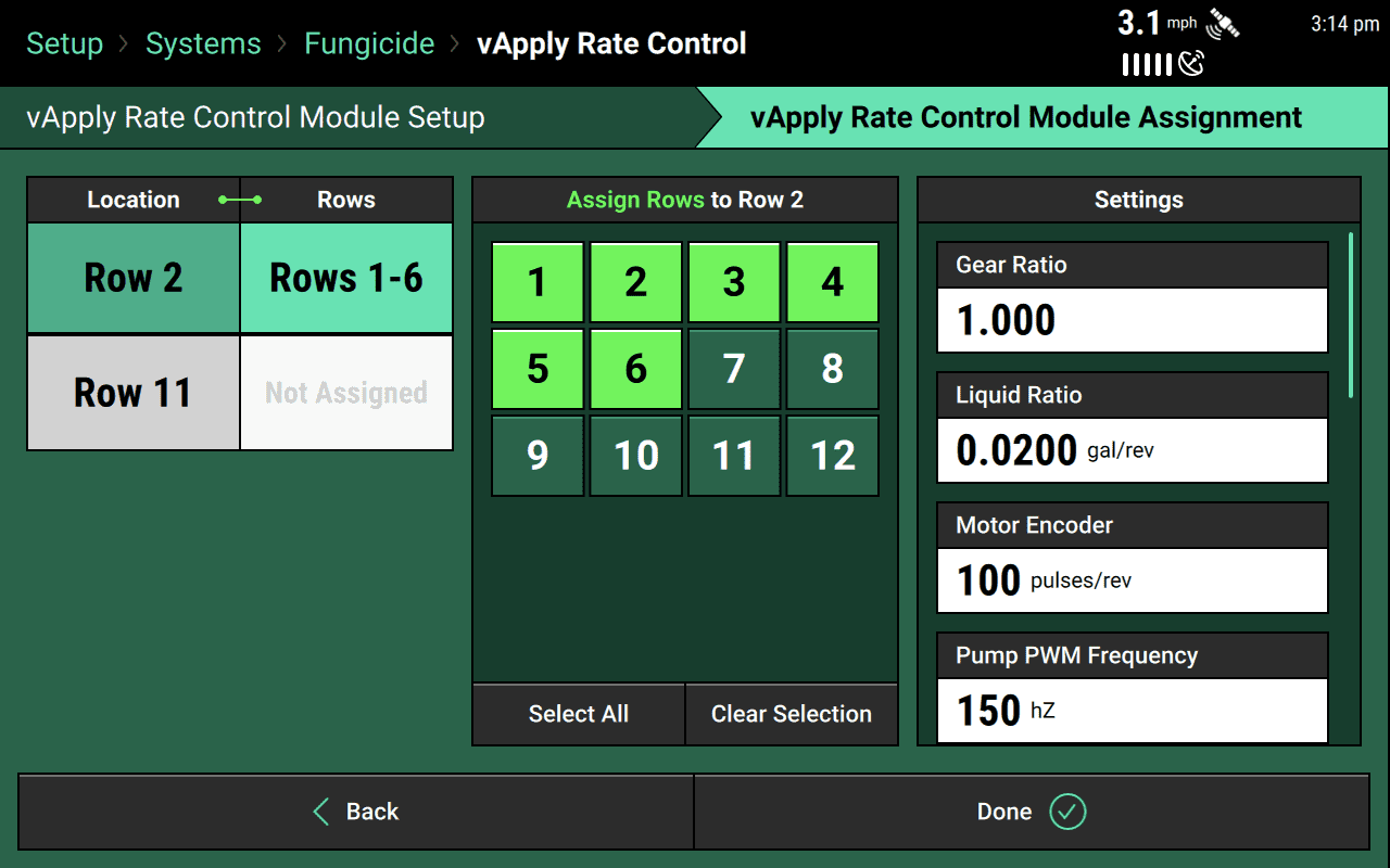 Step 2 in setting up two vApply Rate Control modules is to assign rows to them and configure settings on the right (note that this settings box scrolls and offers a lot of options to those who want fine-grained customizability)