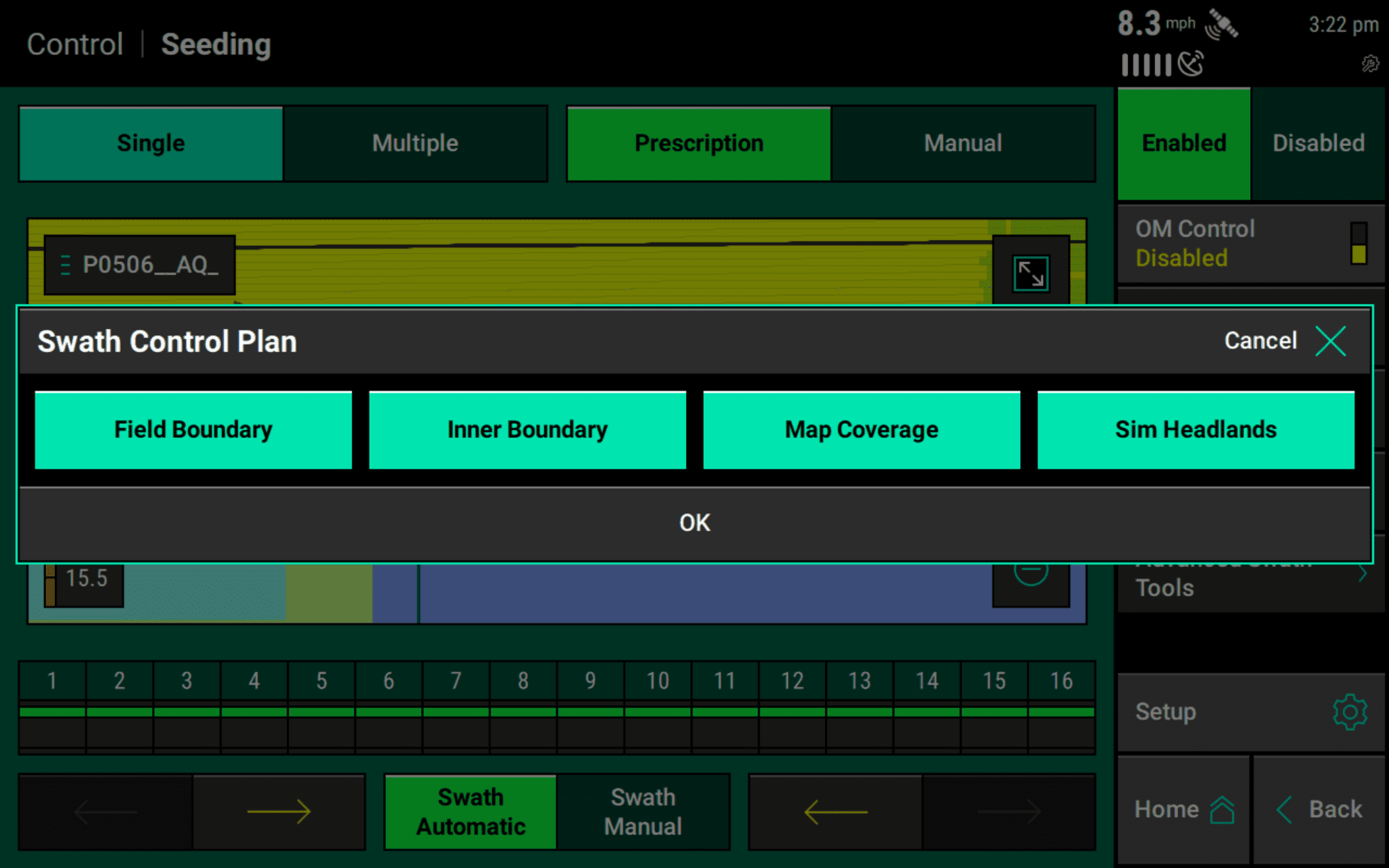 Simulated Headlands control widget