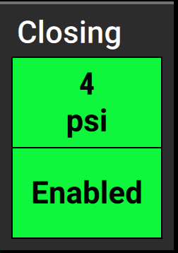 A tall Closing control widget, with the system set to a 4 psi target